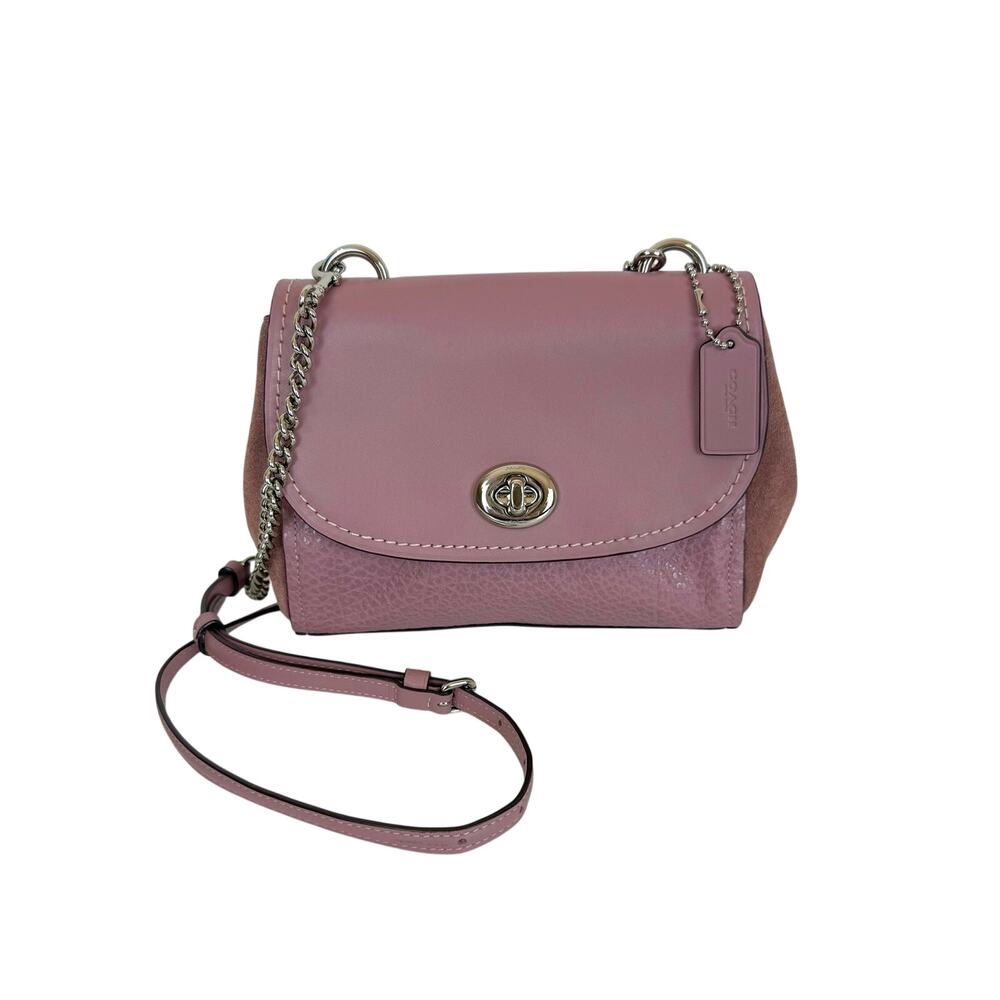 Coach Faye Crossbody Turn-Lock Textured Leather and Suede Dusty Pink F22349